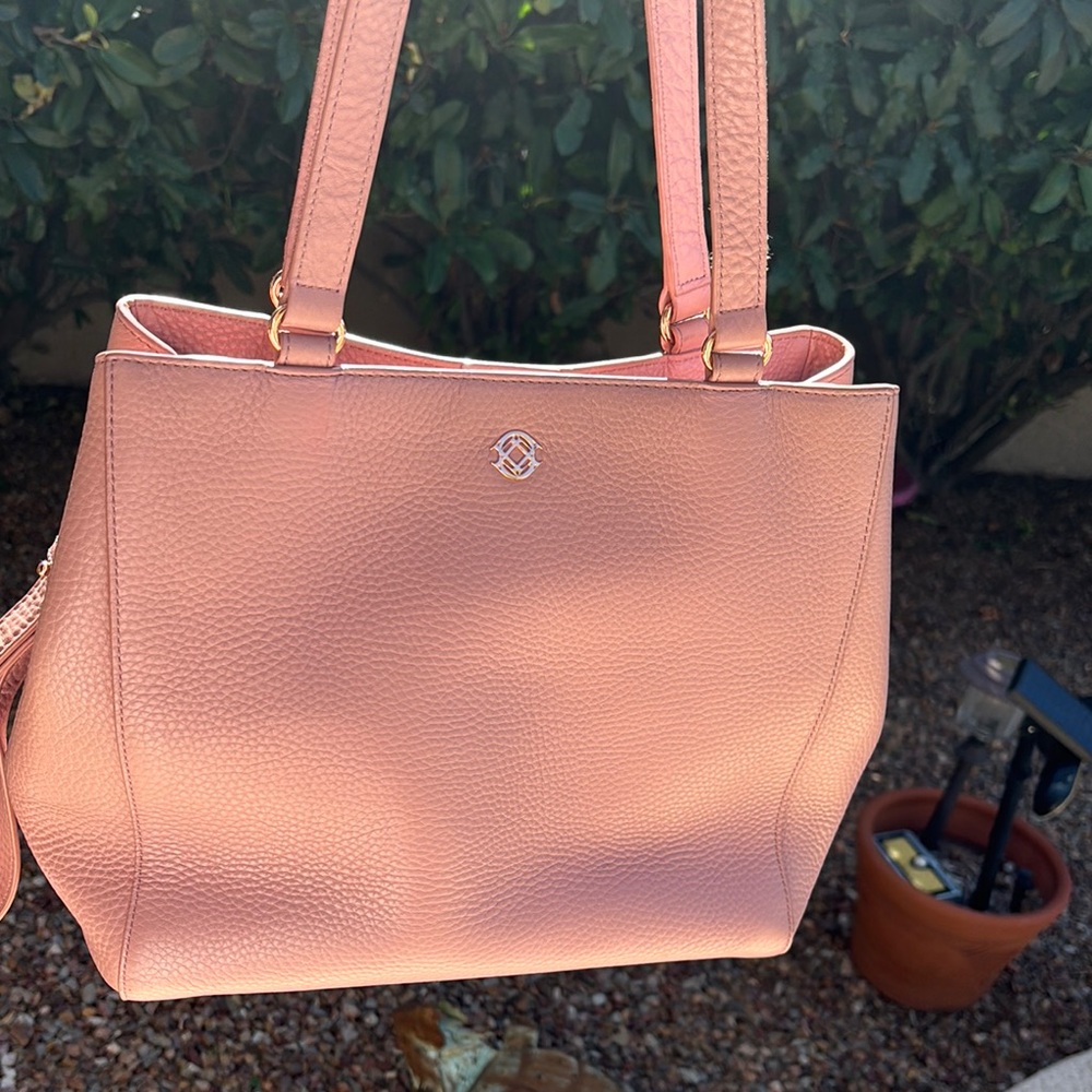 Dagne Dover Pink Tote with Structured Shape and Textured Finish